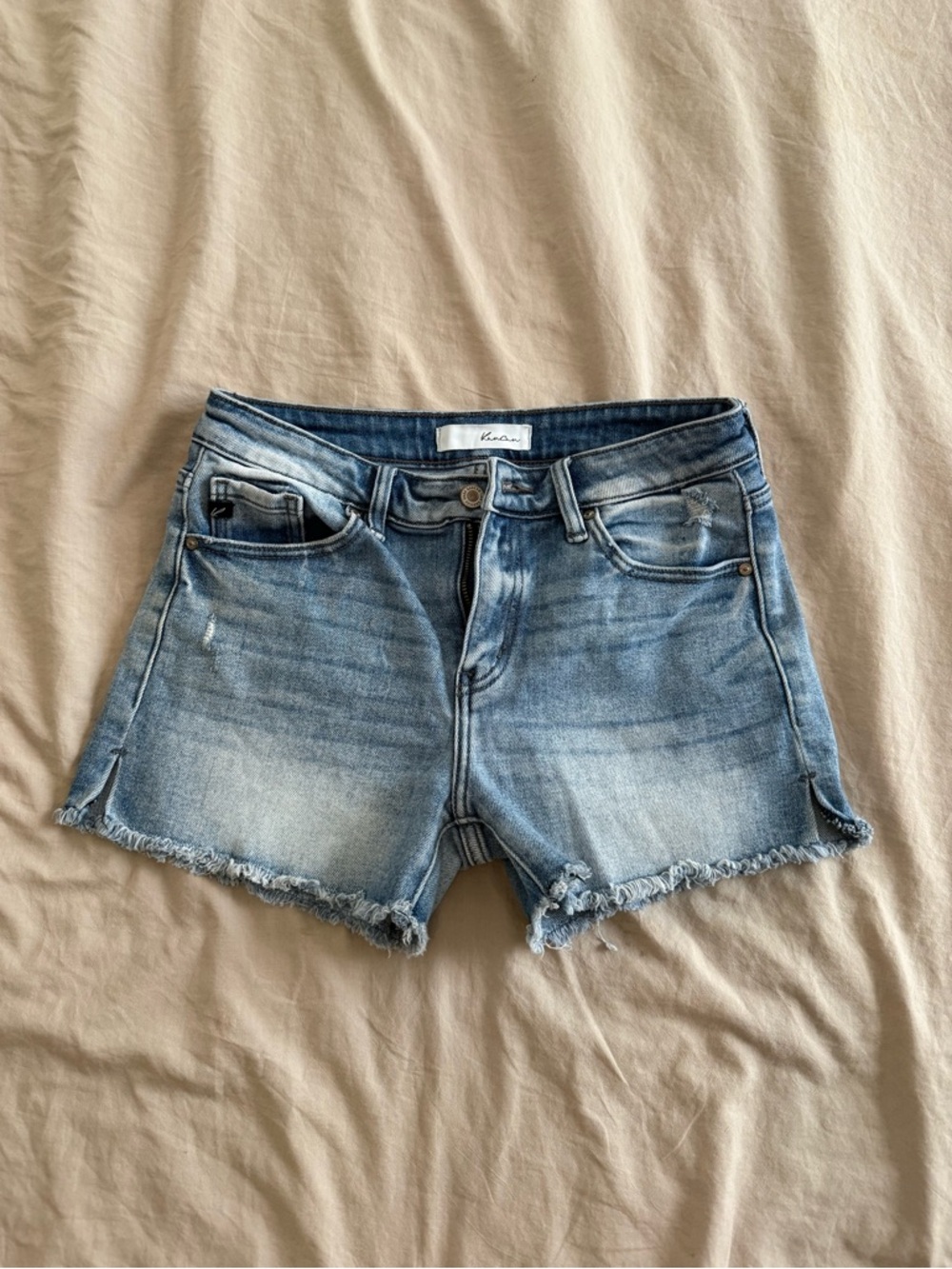 Kancan Medium Wash Distressed Denim Cutoff Shorts
